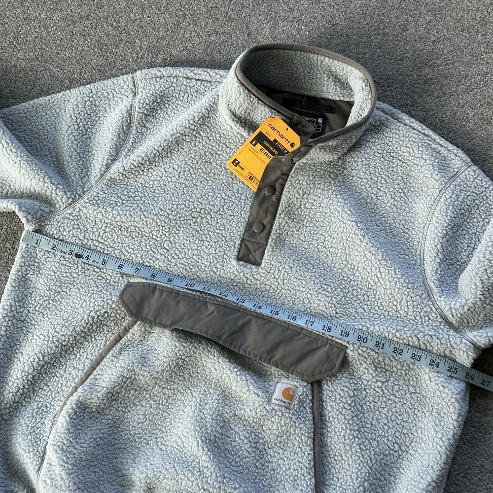 Carhartt Sweater Mens XL Blue Grey Fleece Pullover Relaxed Fit Front Pocket - Picture 7 of 10